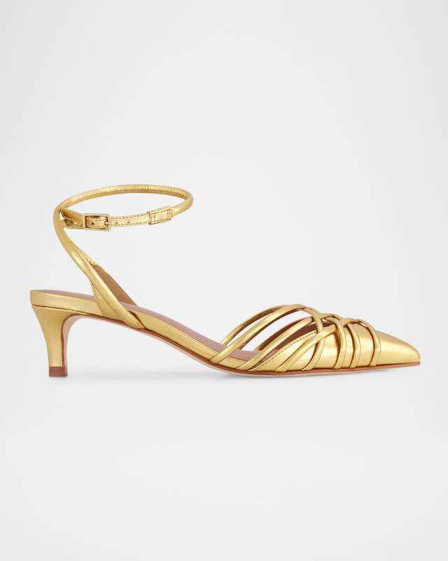 Metallic Strappy Kitten Pumps